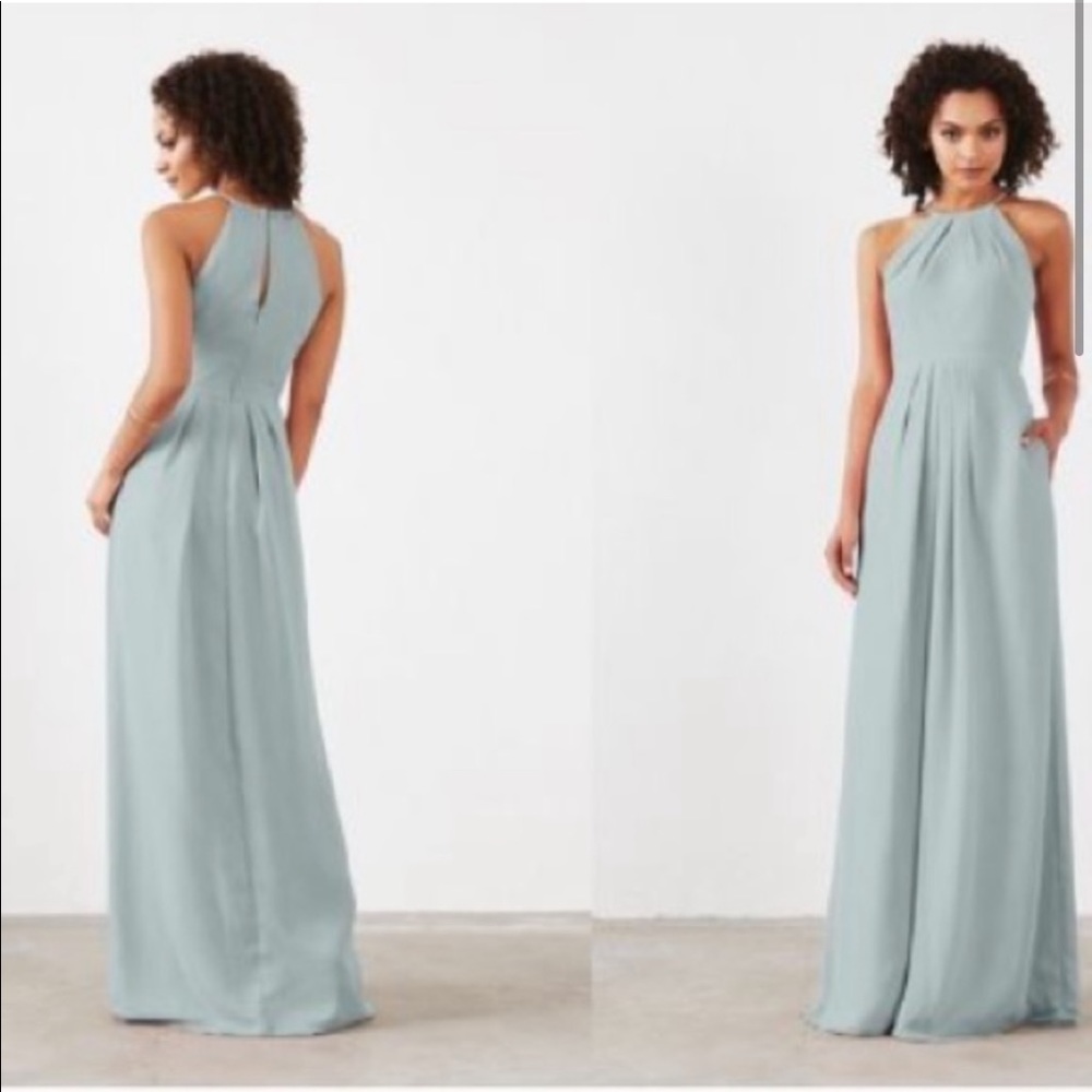 Weddington Way Bridesmaid Halter Maxi Dress in Light Teal